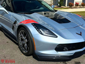 Close-up of chrome finish and machining detail on Y-spoke forged wheel, custom sizing for Corvette C7 Grand Sport