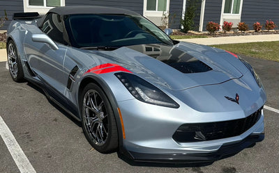 Rear fitment view of chrome 20x12 forged wheel on Corvette C7 Grand Sport, deep profile, design your own wheels