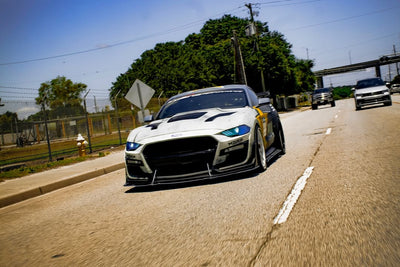 Street view Mustang GT on RVRN RV-MR08 forged wheels, aggressive street stance