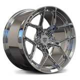 MR615 forged monoblock deep concave Y-spoke wheel in chrome finish, side view