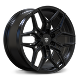 RV-MR616 matte black 1-piece forged wheel for a Cadillac LYRIQ build, showing a Y-spoke face, 6-lug layout and deep concave profile.