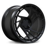 Stealthy Matte Black RV-MS07 directional forged wheel, offering a sleek performance upgrade for Subaru WRX VB.