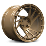RV-MS07 custom directional forged monoblock wheel in Matte Bronze, rally-inspired concave design for Subaru WRX.