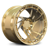 Bespoke Polish Frozen Gold RV-MS07 directional forged wheel, a high-impact luxury finish for Subaru WRX performance cars.