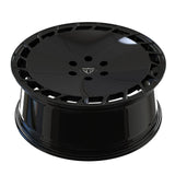 Angled side view of RV-MT03 directional forged wheel, demonstrating the high-load monoblock construction.