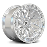 Close-up detail of RV-MT26 polish forged mesh wheel, 6061-T6 aluminum construction for Toyota Supra performance.
