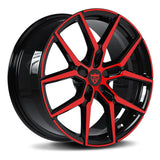 Bespoke Black and Red accent RV-MV1202 monoblock forged rim, engineered for Maserati high-speed stability.
