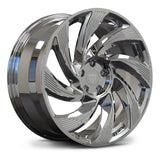 Chrome finish RV-MY01 directional forged monoblock wheel for Tesla Model Y Juniper.