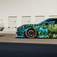 Detail shot of RV-T081 forged wheel with brushed face and polished lip on Charger Scatpack