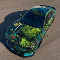 Aggressive stance of Dodge Charger Scatpack on forged deep dish RV-T081 wheels