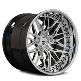 Side profile of RV-T081 deep dish forged wheel, showcasing the modular 2-piece construction for elite sportscars.