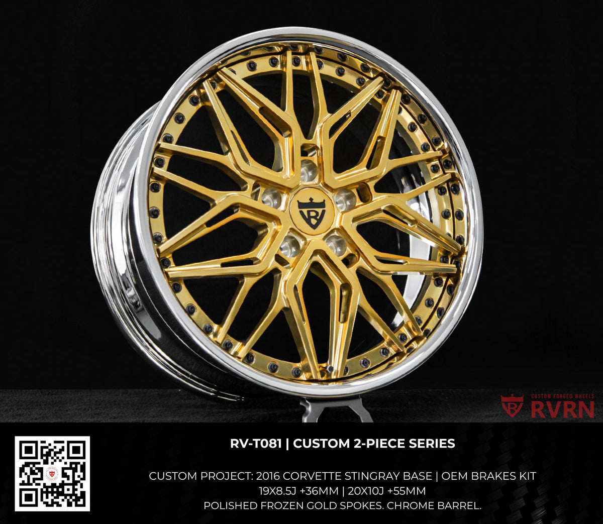 RV-T081 Frozen Gold two-piece forged wheel detail close-up