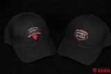 Black RVRN Custom Forged Wheels baseball caps shown in standard RVRN Luxury Wheels and Corvette-themed designs.