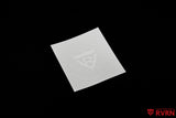 White round RVRN Custom Forged Wheels emblem sticker on a black background.