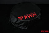 Black RVRN Custom Forged Wheels storage bag fitted over a wheel with red RVRN branding.