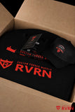 RVRN Custom Forged Wheels storage bag shown in a branded merchandise presentation box.