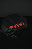 Vertical view of the black RVRN Custom Forged Wheels storage bag covering a wheel.