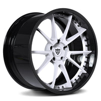 RVRN RV-DC02 gloss black and white forged wheel, 10-spoke deep dish design for Cadillac CT5-V Blackwing.