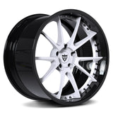 RVRN RV-DC02 gloss black and white forged wheel, 10-spoke deep dish design for Cadillac CT5-V Blackwing.