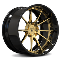 RVRN RV-DC02 polished frozen gold and black forged wheel, 10-spoke deep dish front view for Cadillac CT5-V Blackwing.