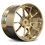 RVRN RV-DC02 full frozen gold forged wheel, 10-spoke deep dish profile for Cadillac Escalade-V.