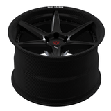 Genuine carbon fiber wheels for Acura NSX, RVRN RV-DC19 real carbon fiber 2-piece stepped lip with concave face angled view.