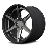 Real carbon fiber wheels for Ferrari, RVRN RV-DC19 genuine carbon fiber step lip and chrome concave face design.