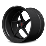 RVRN RV-DC35CF gloss black center and genuine carbon fiber step lip forged wheel, 2-piece design for Audi R8.