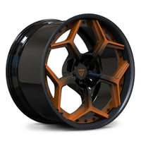 RVRN RV-DC491 Carbon Fiber Edition wheels in Amplify Orange gradient for Corvette C8.