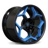 Rapid Blue gradient spokes on RV-DC491 Carbon Fiber Edition forged rims with carbon lip.