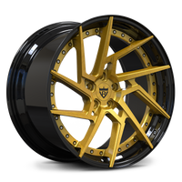 Lexus LC500 custom gold wheels, RVRN RV-DF041 brushed gold face with gloss black step lip directional custom forged wheels.