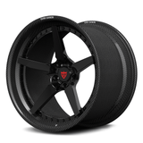 RVRN RV-DF14CF all gloss black center and genuine carbon fiber step lip forged wheel, lightweight 2-piece design for Audi R8.