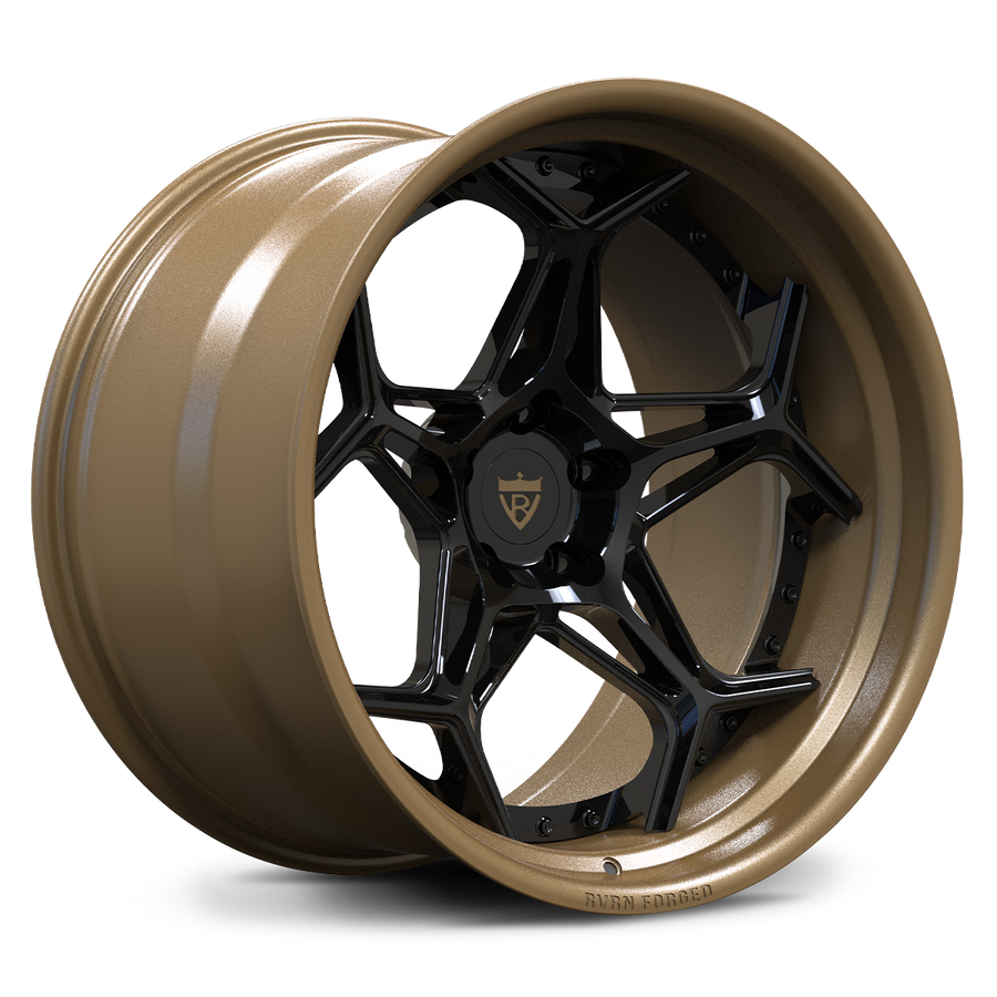 RVRN RV-DR01 2-piece deep dish forged wheel designed for C8 Corvette builds in matte bronze and gloss black