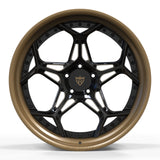 RVRN RV-DR01 C8 Corvette deep dish forged wheel, matte bronze lip with gloss black open spoke face, front view