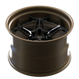 RVRN RV-DR01 2-piece deep dish wheel showing recessed face and pronounced matte bronze outer lip