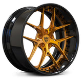 Maserati Levante Trofeo custom wheels, RVRN RV-DR08D gloss black face with brushed gold accents Y-spoke 2-piece forged rims.