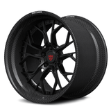 Genuine carbon fiber deep dish wheels for Corvette C8 Z06, RVRN RV-DR16 custom 2-piece matte black center alternative side profile.
