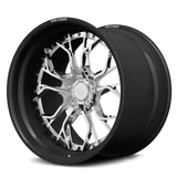 Real carbon fiber deep dish wheels for Lamborghini, RVRN RV-DR16 genuine carbon fiber stepped lip with all-polished multi-spoke center.