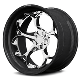 Genuine carbon fiber wheels for Corvette C8 Z06, RVRN RV-DS016 polished face with ultra-deep lip carbon fiber barrel side profile.