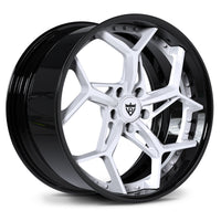 Audi RS7 custom white face wheels, RVRN RV-DV03 Gloss White spoke with Gloss Black rim directional Y-spoke 2-piece deep dish wheels.