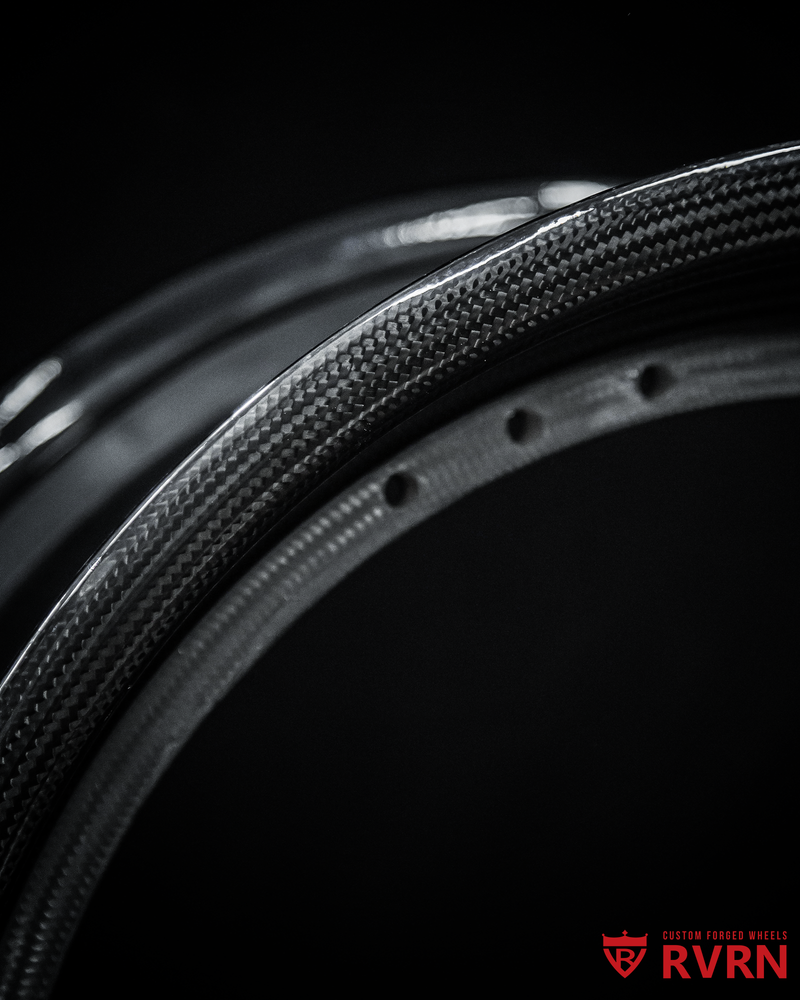RVRN real carbon fiber fogged wheels for performance sports cars with dedicated texture