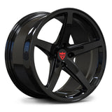 Gloss black custom rims RV-MF15, lightweight 5-spoke monoblock design.