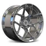 Side view of MR615 forged monoblock wheel with deep concave Y-spoke design in chrome