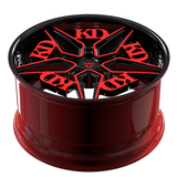 RVRN RB-01 custom forged 2-piece Audi RS5 wheels with red and black bespoke styling for a high-performance build