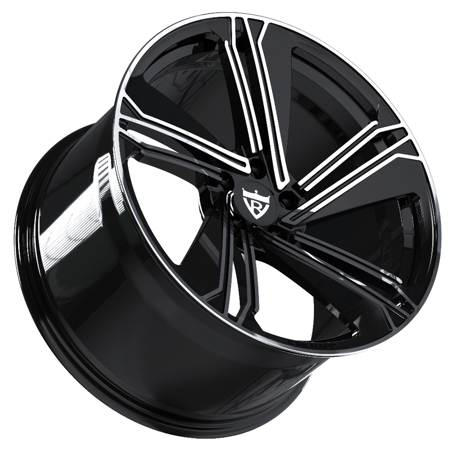 RVRN RG-01 Audi R8 directional forged monoblock wheels with black and polished finish for custom performance builds