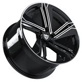 RVRN RG-01 Audi R8 directional forged monoblock wheels with black and polished finish for custom performance builds