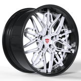 RVRN RM-01 custom forged Bentley Continental GT wheels in black with white accents, featuring a 2-piece deep dish design, bold Y-spoke details and personalized fitment for a luxury performance build.