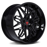 RVRN RM-01 forged Y-spoke Maserati MC20 wheels in black, featuring a custom 2-piece deep dish design, lightweight performance construction and vehicle-specific fitment for a personalized luxury sports car setup.