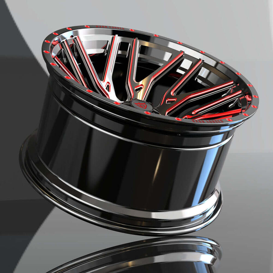 Two-piece forged RT-01 concave wheels 6 lug system highlighting precision machining and structural alignment