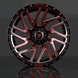 Ford truck inspired RT-01 concave wheel with black and red performance styling